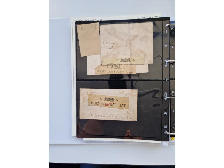 BRITISH CENSOR MARKS AND SEALS: extensive research collection with over 390 covers and cards, starting with a rare blue penci