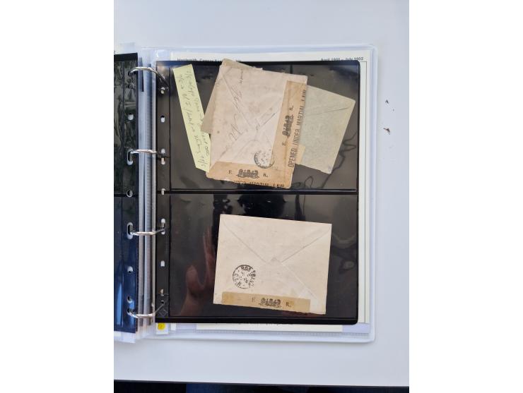 BRITISH CENSOR MARKS AND SEALS: extensive research collection with over 390 covers and cards, starting with a rare blue penci