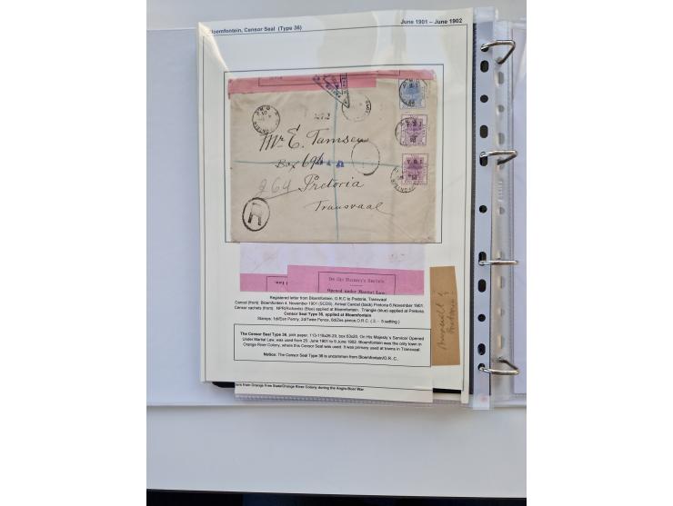 BRITISH CENSOR MARKS AND SEALS: extensive research collection with over 390 covers and cards, starting with a rare blue penci