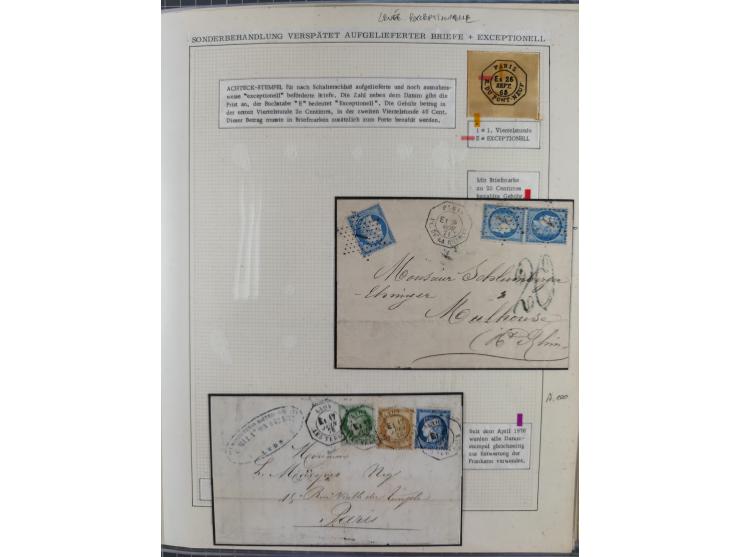 1871/94 (ca.), 25 Centimes Cérès collection of circa 110 covers and a few pieces and used, with a fine selection of postmarks
