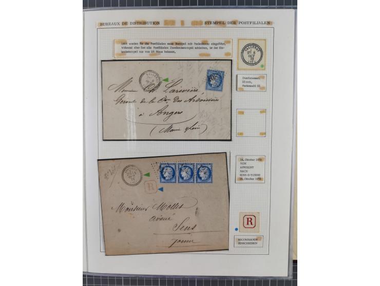 1871/94 (ca.), 25 Centimes Cérès collection of circa 110 covers and a few pieces and used, with a fine selection of postmarks