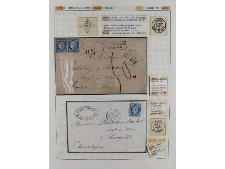 1871/94 (ca.), 25 Centimes Cérès collection of circa 110 covers and a few pieces and used, with a fine selection of postmarks