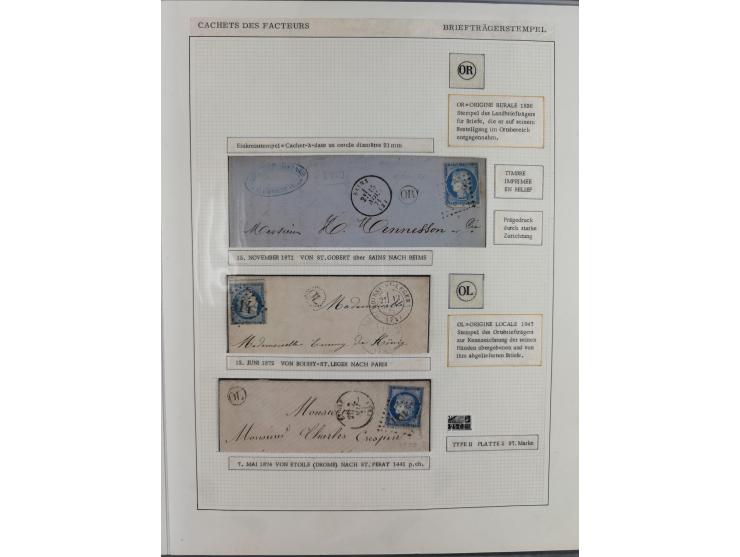 1871/94 (ca.), 25 Centimes Cérès collection of circa 110 covers and a few pieces and used, with a fine selection of postmarks