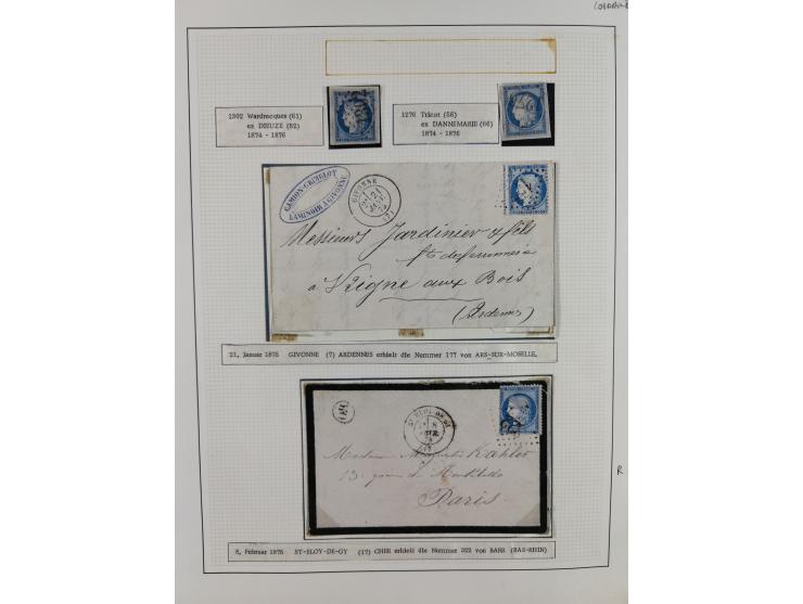 1871/94 (ca.), 25 Centimes Cérès collection of circa 110 covers and a few pieces and used, with a fine selection of postmarks