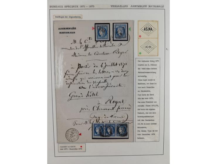 1871/94 (ca.), 25 Centimes Cérès collection of circa 110 covers and a few pieces and used, with a fine selection of postmarks