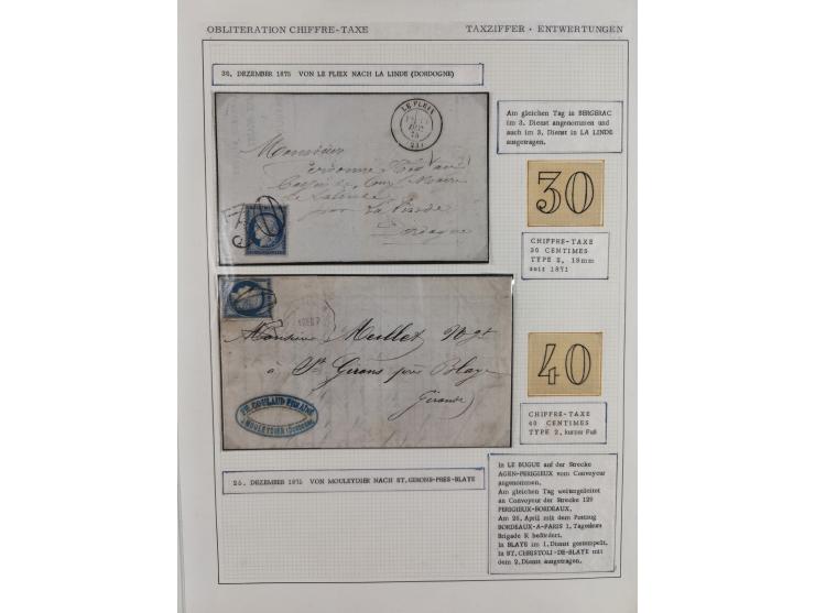 1871/94 (ca.), 25 Centimes Cérès collection of circa 110 covers and a few pieces and used, with a fine selection of postmarks