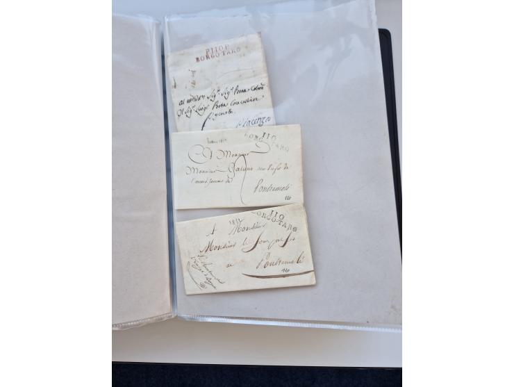 1724/1814 (ca.), large collection with circa 250 covers, some better items with 1813 "PRINTÉ DE LUQUES PAR PISE", 1811 "P.105