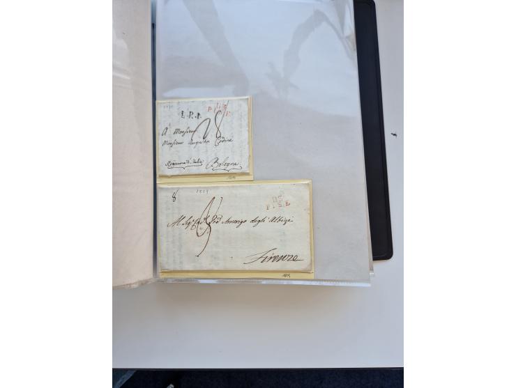 1724/1814 (ca.), large collection with circa 250 covers, some better items with 1813 "PRINTÉ DE LUQUES PAR PISE", 1811 "P.105