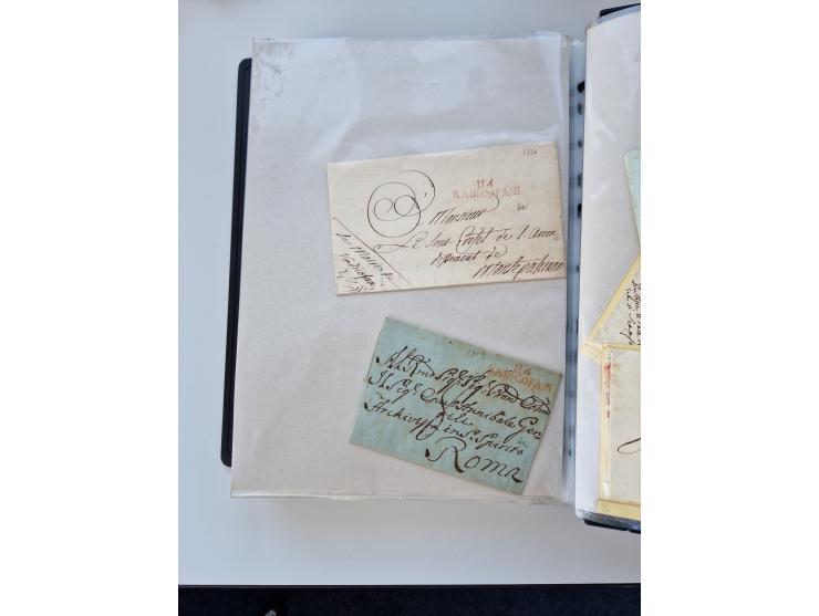 1724/1814 (ca.), large collection with circa 250 covers, some better items with 1813 "PRINTÉ DE LUQUES PAR PISE", 1811 "P.105