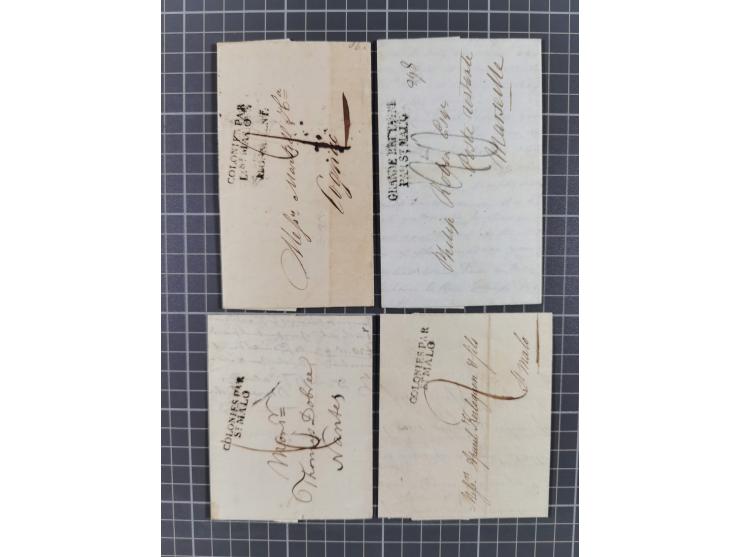 1798/1824, Jersey &amp; Guernsey's postal links with France, group of six folded letters, comprising 1816 to St. Malo with ch