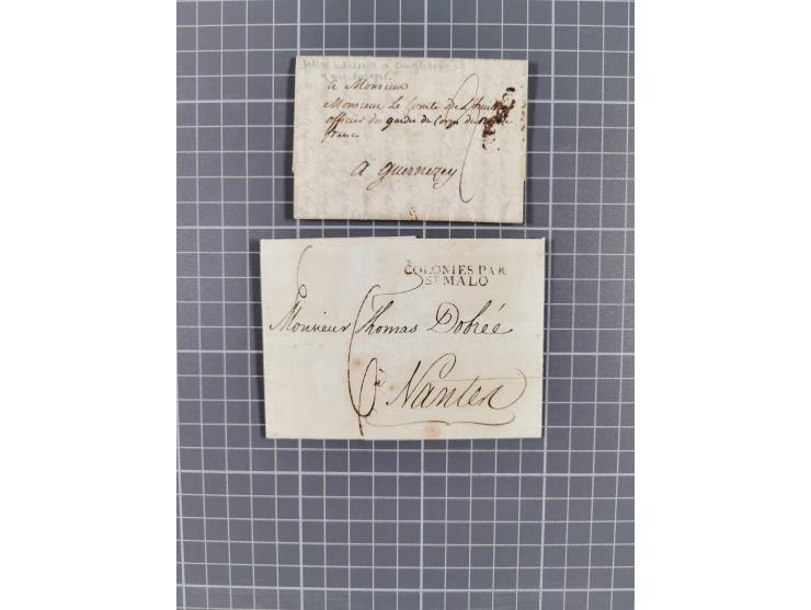 1798/1824, Jersey &amp; Guernsey's postal links with France, group of six folded letters, comprising 1816 to St. Malo with ch