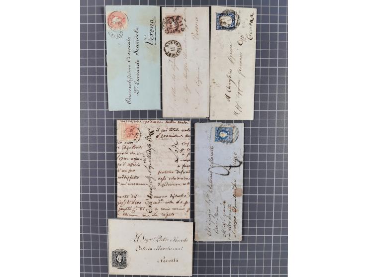 1850/65 (ca.), 15 Briefe und ein Briefstück mit besseren Stempeln und Frankaturen, dabei Schiffspost, etc., 4 italienische At