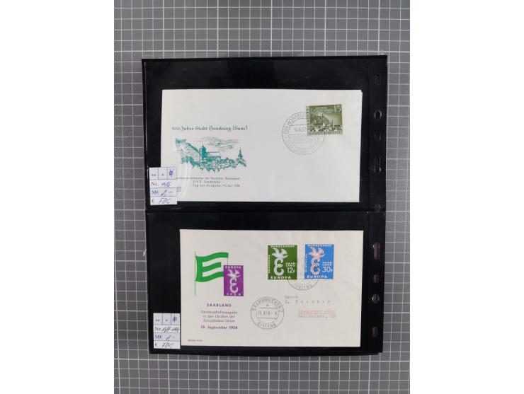 1945/59 (ca.), Bizone und Saarland, Partie mit rund 240 Belegen, interessante Frankaturen, dabei Mi.-Nr 33aBz und 19Az(12) au