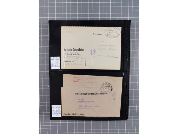 1945/59 (ca.), Bizone und Saarland, Partie mit rund 240 Belegen, interessante Frankaturen, dabei Mi.-Nr 33aBz und 19Az(12) au