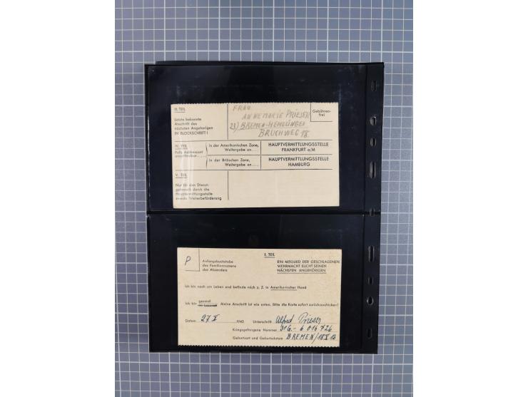 1945/59 (ca.), Bizone und Saarland, Partie mit rund 240 Belegen, interessante Frankaturen, dabei Mi.-Nr 33aBz und 19Az(12) au