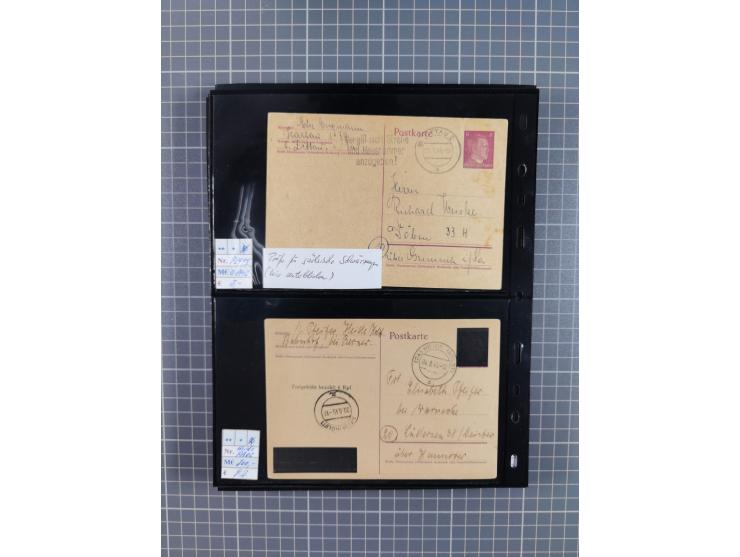 1945/59 (ca.), Bizone und Saarland, Partie mit rund 240 Belegen, interessante Frankaturen, dabei Mi.-Nr 33aBz und 19Az(12) au