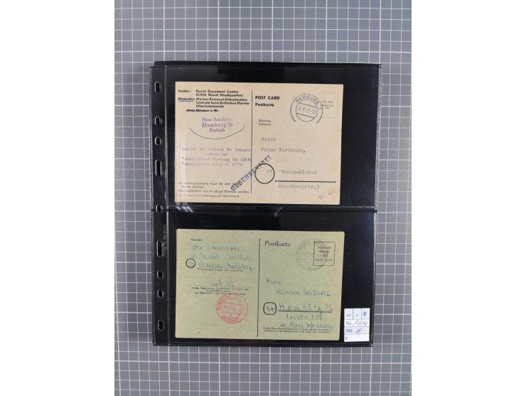 1945/59 (ca.), Bizone und Saarland, Partie mit rund 240 Belegen, interessante Frankaturen, dabei Mi.-Nr 33aBz und 19Az(12) au