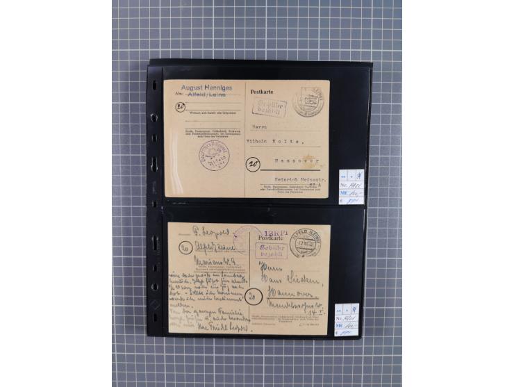 1945/59 (ca.), Bizone und Saarland, Partie mit rund 240 Belegen, interessante Frankaturen, dabei Mi.-Nr 33aBz und 19Az(12) au