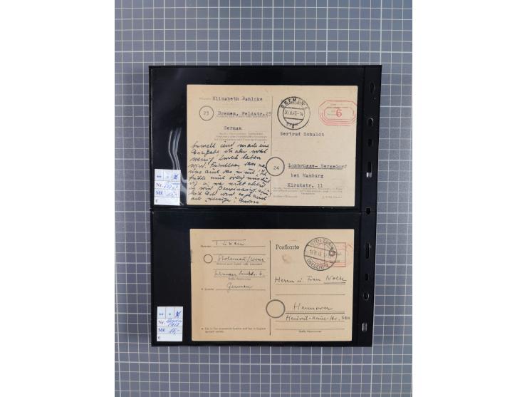 1945/59 (ca.), Bizone und Saarland, Partie mit rund 240 Belegen, interessante Frankaturen, dabei Mi.-Nr 33aBz und 19Az(12) au