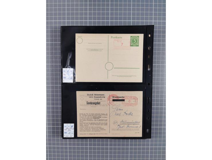 1945/59 (ca.), Bizone und Saarland, Partie mit rund 240 Belegen, interessante Frankaturen, dabei Mi.-Nr 33aBz und 19Az(12) au