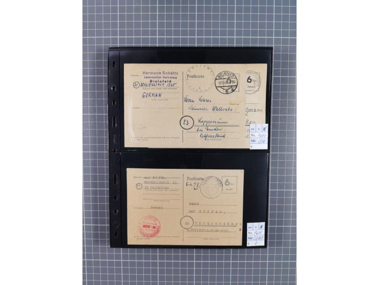 1945/59 (ca.), Bizone und Saarland, Partie mit rund 240 Belegen, interessante Frankaturen, dabei Mi.-Nr 33aBz und 19Az(12) au