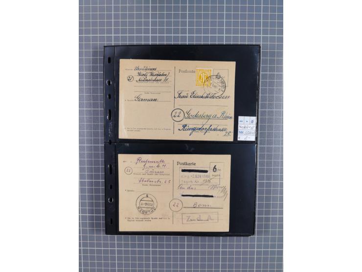 1945/59 (ca.), Bizone und Saarland, Partie mit rund 240 Belegen, interessante Frankaturen, dabei Mi.-Nr 33aBz und 19Az(12) au