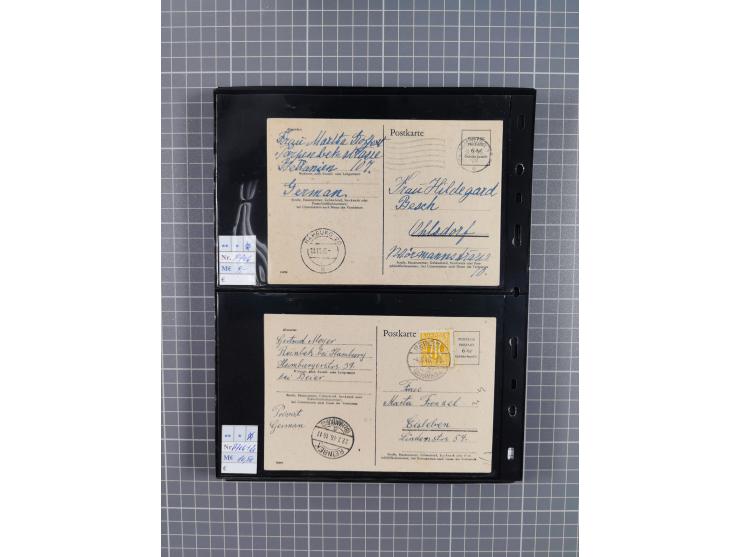 1945/59 (ca.), Bizone und Saarland, Partie mit rund 240 Belegen, interessante Frankaturen, dabei Mi.-Nr 33aBz und 19Az(12) au