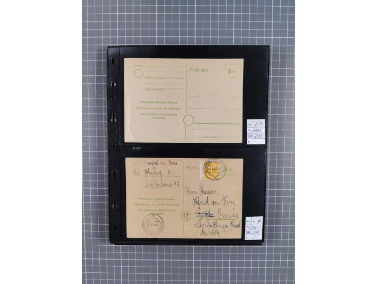1945/59 (ca.), Bizone und Saarland, Partie mit rund 240 Belegen, interessante Frankaturen, dabei Mi.-Nr 33aBz und 19Az(12) au