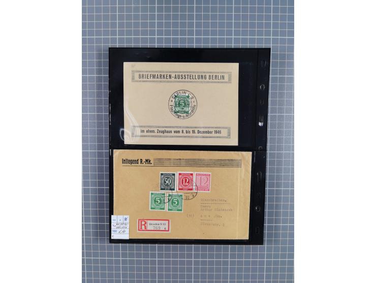 1945/59 (ca.), Bizone und Saarland, Partie mit rund 240 Belegen, interessante Frankaturen, dabei Mi.-Nr 33aBz und 19Az(12) au