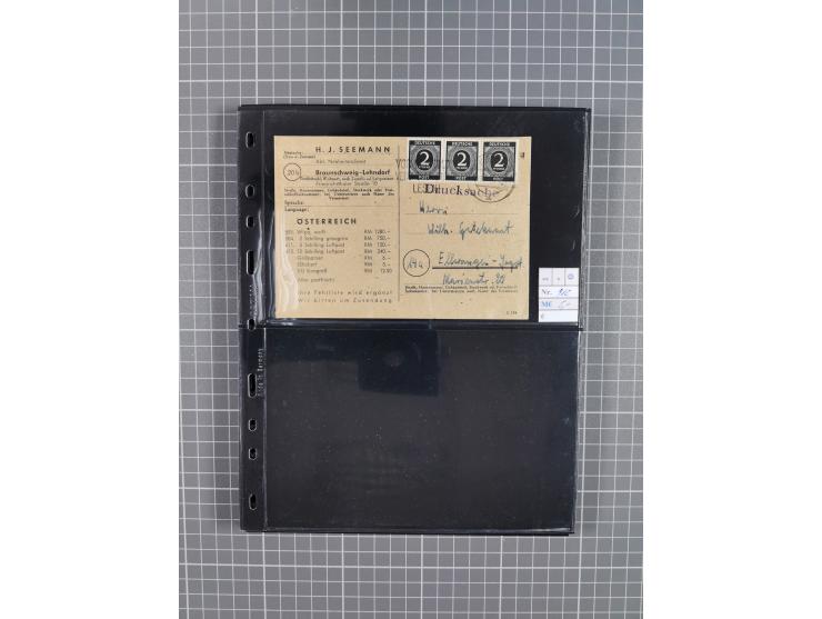 1945/59 (ca.), Bizone und Saarland, Partie mit rund 240 Belegen, interessante Frankaturen, dabei Mi.-Nr 33aBz und 19Az(12) au
