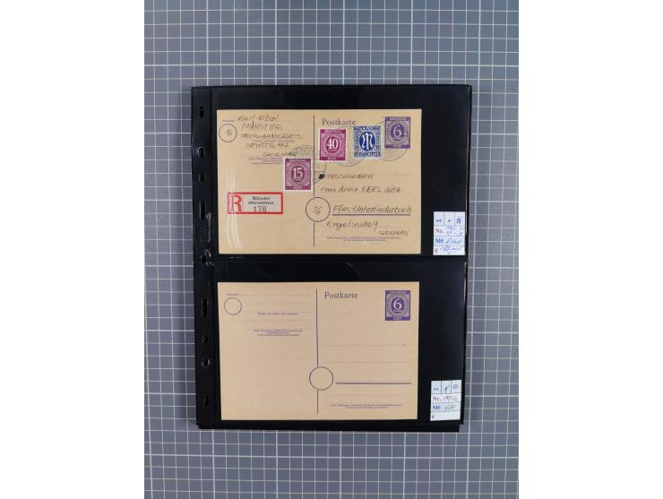 1945/59 (ca.), Bizone und Saarland, Partie mit rund 240 Belegen, interessante Frankaturen, dabei Mi.-Nr 33aBz und 19Az(12) au