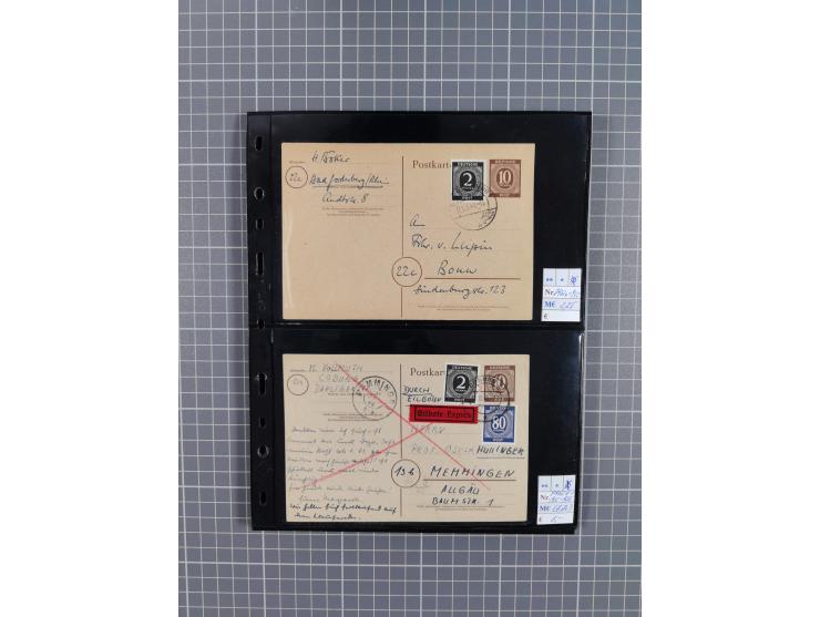 1945/59 (ca.), Bizone und Saarland, Partie mit rund 240 Belegen, interessante Frankaturen, dabei Mi.-Nr 33aBz und 19Az(12) au