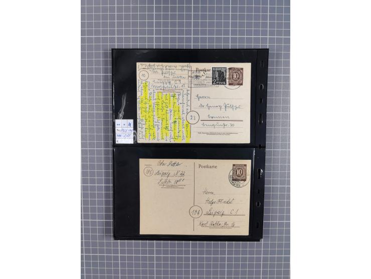 1945/59 (ca.), Bizone und Saarland, Partie mit rund 240 Belegen, interessante Frankaturen, dabei Mi.-Nr 33aBz und 19Az(12) au