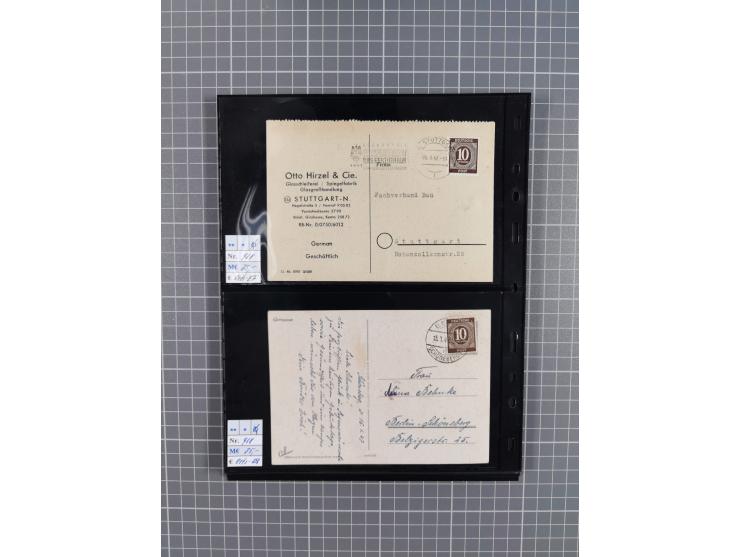 1945/59 (ca.), Bizone und Saarland, Partie mit rund 240 Belegen, interessante Frankaturen, dabei Mi.-Nr 33aBz und 19Az(12) au