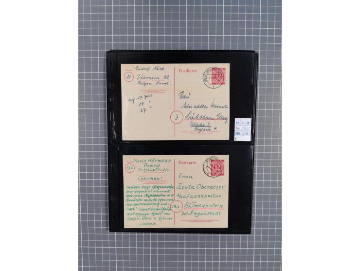 1945/59 (ca.), Bizone und Saarland, Partie mit rund 240 Belegen, interessante Frankaturen, dabei Mi.-Nr 33aBz und 19Az(12) au