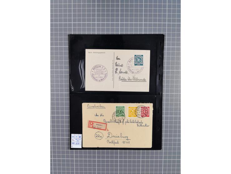 1945/59 (ca.), Bizone und Saarland, Partie mit rund 240 Belegen, interessante Frankaturen, dabei Mi.-Nr 33aBz und 19Az(12) au