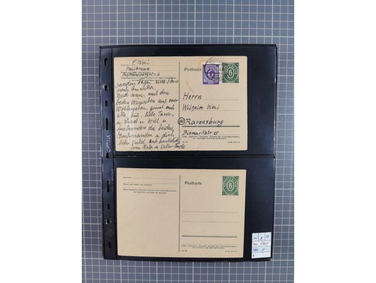 1945/59 (ca.), Bizone und Saarland, Partie mit rund 240 Belegen, interessante Frankaturen, dabei Mi.-Nr 33aBz und 19Az(12) au