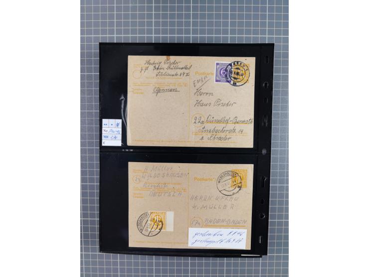 1945/59 (ca.), Bizone und Saarland, Partie mit rund 240 Belegen, interessante Frankaturen, dabei Mi.-Nr 33aBz und 19Az(12) au