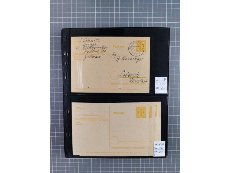 1945/59 (ca.), Bizone und Saarland, Partie mit rund 240 Belegen, interessante Frankaturen, dabei Mi.-Nr 33aBz und 19Az(12) au