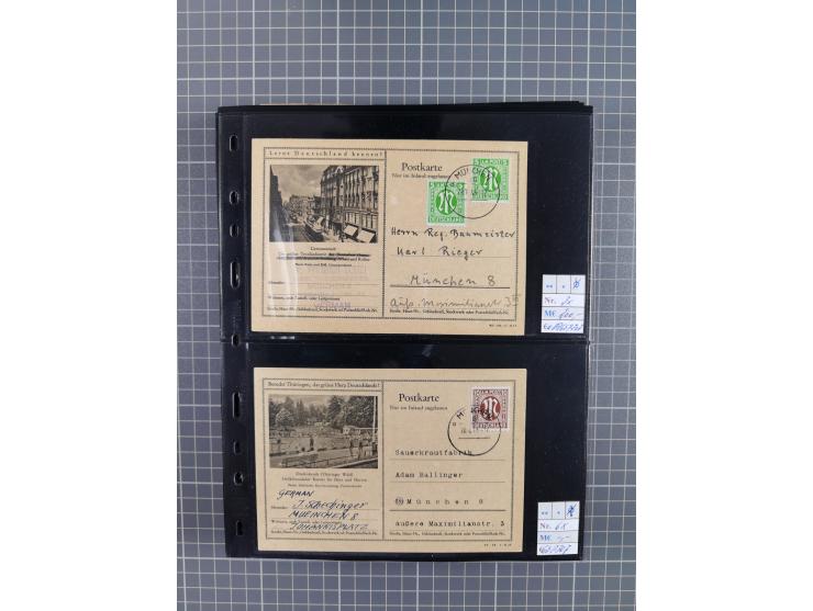 1945/59 (ca.), Bizone und Saarland, Partie mit rund 240 Belegen, interessante Frankaturen, dabei Mi.-Nr 33aBz und 19Az(12) au