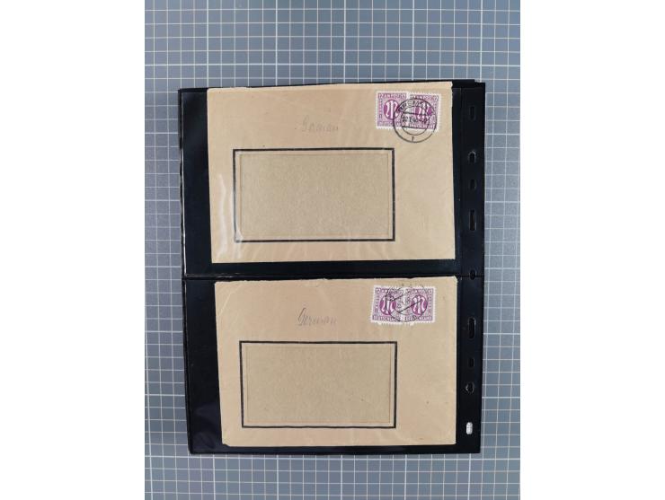 1945/59 (ca.), Bizone und Saarland, Partie mit rund 240 Belegen, interessante Frankaturen, dabei Mi.-Nr 33aBz und 19Az(12) au