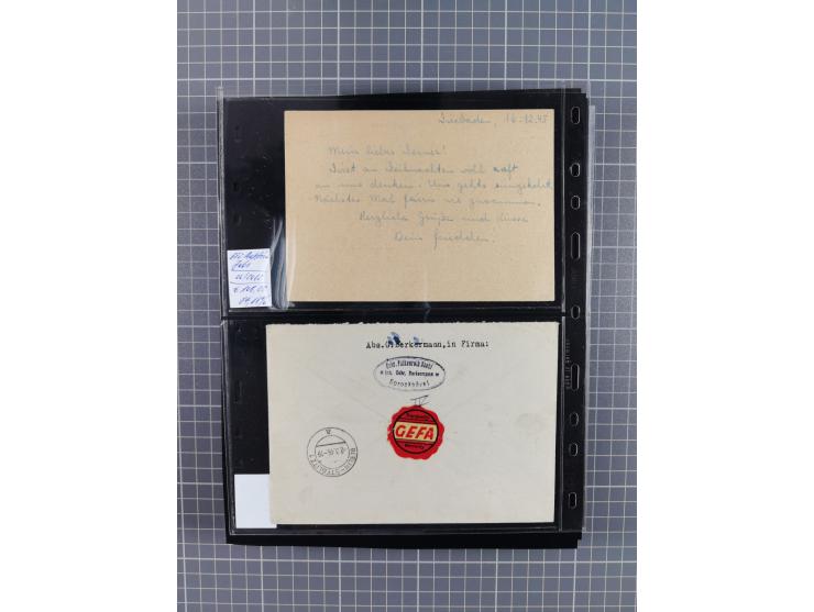 1945/59 (ca.), Bizone und Saarland, Partie mit rund 240 Belegen, interessante Frankaturen, dabei Mi.-Nr 33aBz und 19Az(12) au
