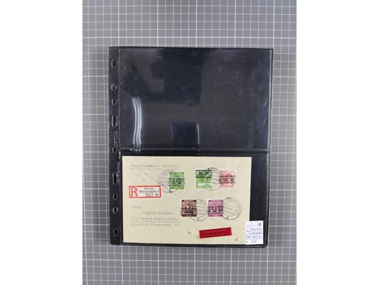 1945/59 (ca.), Bizone und Saarland, Partie mit rund 240 Belegen, interessante Frankaturen, dabei Mi.-Nr 33aBz und 19Az(12) au