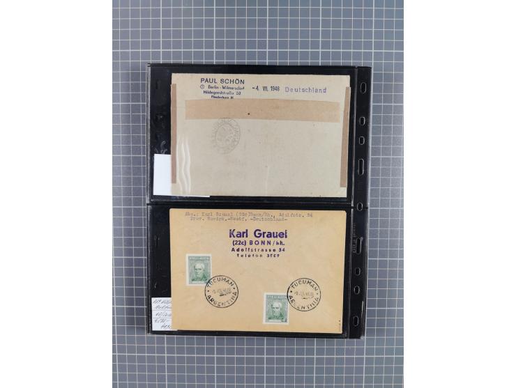 1945/59 (ca.), Bizone und Saarland, Partie mit rund 240 Belegen, interessante Frankaturen, dabei Mi.-Nr 33aBz und 19Az(12) au