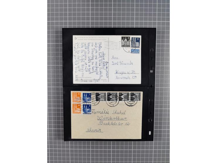 1945/59 (ca.), Bizone und Saarland, Partie mit rund 240 Belegen, interessante Frankaturen, dabei Mi.-Nr 33aBz und 19Az(12) au