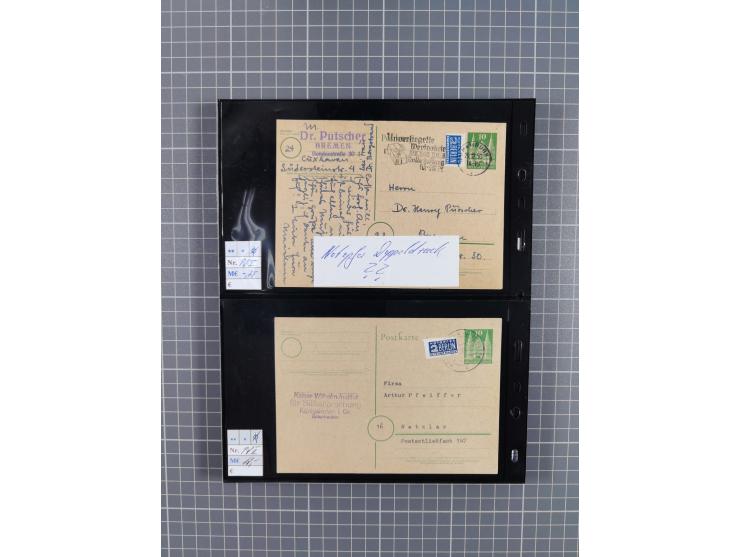 1945/59 (ca.), Bizone und Saarland, Partie mit rund 240 Belegen, interessante Frankaturen, dabei Mi.-Nr 33aBz und 19Az(12) au