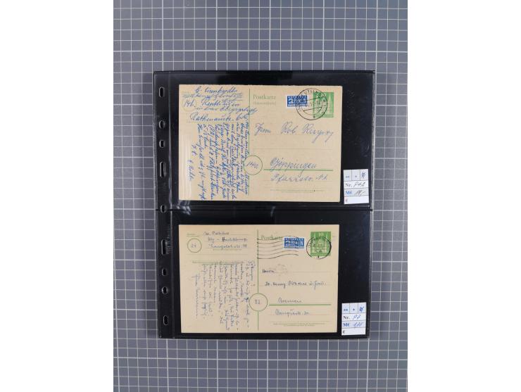 1945/59 (ca.), Bizone und Saarland, Partie mit rund 240 Belegen, interessante Frankaturen, dabei Mi.-Nr 33aBz und 19Az(12) au
