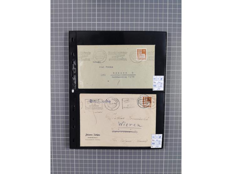 1945/59 (ca.), Bizone und Saarland, Partie mit rund 240 Belegen, interessante Frankaturen, dabei Mi.-Nr 33aBz und 19Az(12) au