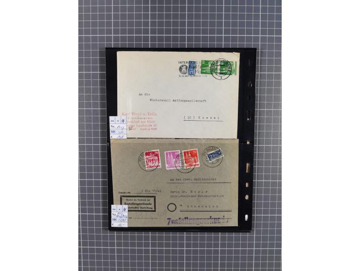 1945/59 (ca.), Bizone und Saarland, Partie mit rund 240 Belegen, interessante Frankaturen, dabei Mi.-Nr 33aBz und 19Az(12) au