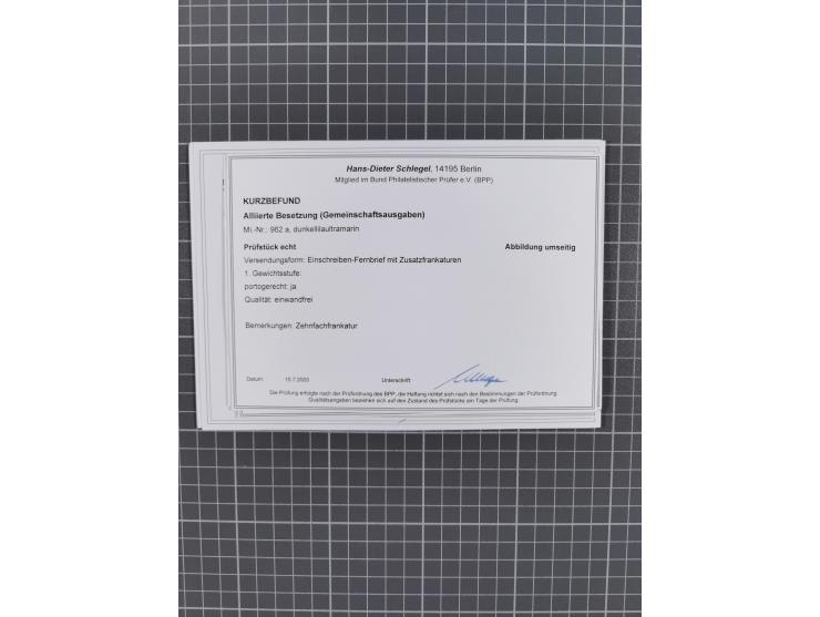 1945/59 (ca.), Bizone und Saarland, Partie mit rund 240 Belegen, interessante Frankaturen, dabei Mi.-Nr 33aBz und 19Az(12) au